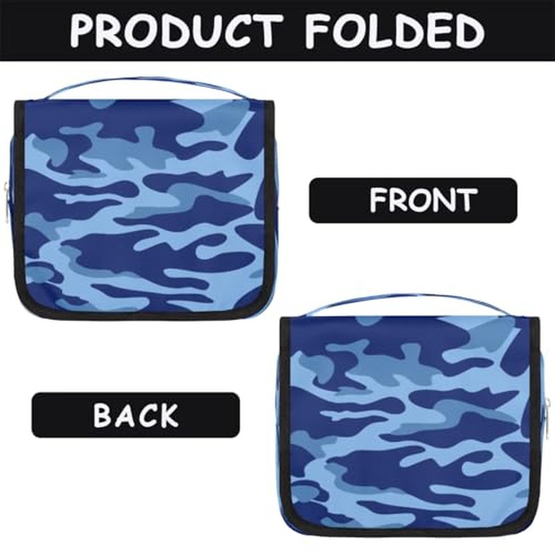 Blue Camouflage Hanging Toiletry Bag Waterproof Makeup Cosmetic Bag Travel Bag Organizer for Accessories Shampoo Full Sized Container Travel-Essentials Toiletry Bag