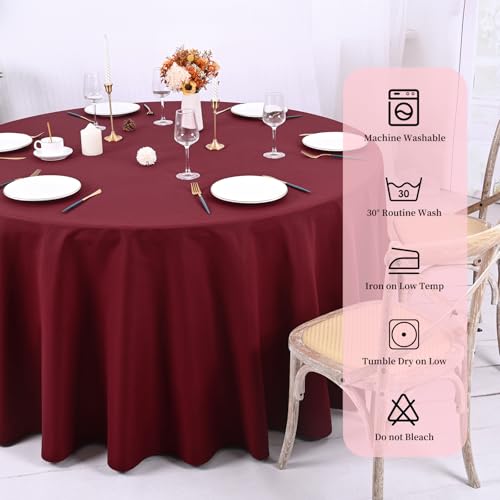 Burgundy Round Polyester Tablecloths - 10 Pack, 120 Inch - Formal & Casual Use Variation of THIS listing