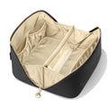 Travel Makeup Bag - Open Flat Cosmetic Organizer for Women, Medium Black - MSTONAL