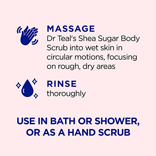 Dr Teal's Body Wash (Pack of 4) & Shea Sugar Body Scrub (Pack of 3) with Eucalyptus, Spearmint & Rose