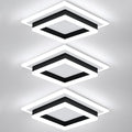 LED Ceiling Light Fixture 32W Modern Flush Mount Square Kitchen & Hallway Lighting - White & Black 3 Pack