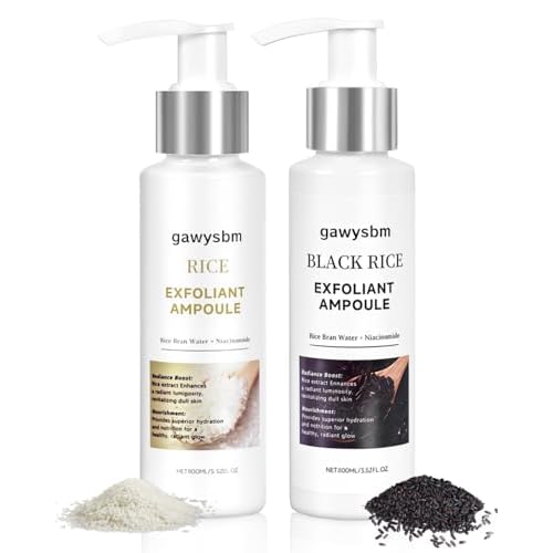 Peel Shot Glow Rice Ampoule Duo, Black and White Rice Peeling, Soft Rice Exfoliating Face & Body Scrub, Gentle Peel & Deep Hydration, Rice Exfoliant Serum (Black and White Rice, 7.04 FL.OZ)