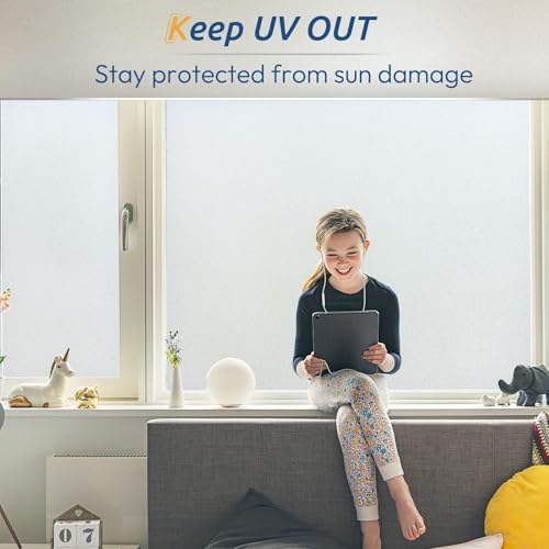 Rabbitgoo Frosted Glass Window Privacy Film - Pure Design, 29.5 x 393.7 Inches