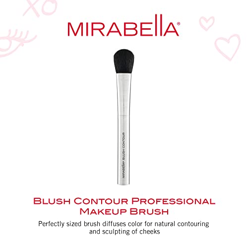 Mirabella Contouring Blush Brush, Premium Professional Makeup Brush Collection, Cruelty-Free Synthetic Bristle Brush with Hand-Sculpted Brushed Aluminum Handle, Luxury Blending Brush for Makeup