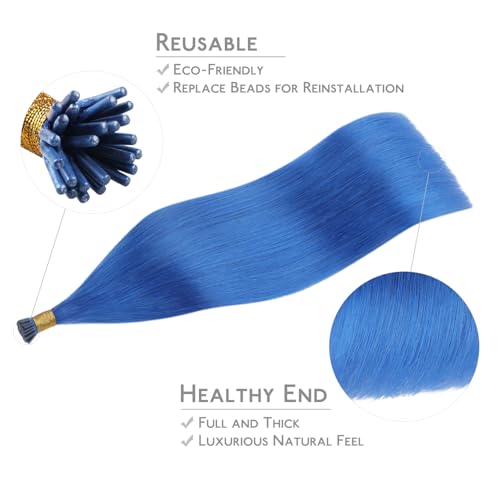 Blue Remy Human Hair Extensions I Tip Fusion 16 Inch 25g Natural Look