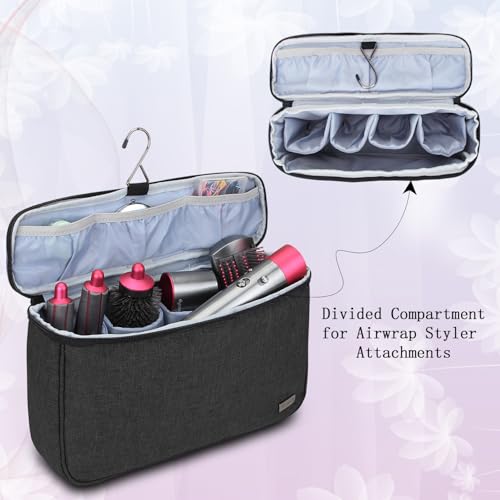 Teamoy Travel Storage Bag Compatible with Dyson Airwrap Styler, Portable Travel Organizer for Airwrap Styler and Accessories, Top-Opened, Black