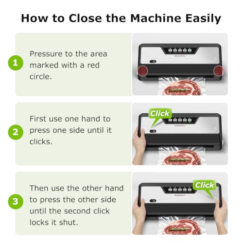Vacuum Sealer Machine with 1 Roll & 5 Bags - Black, Multiple Modes, Food Preservation