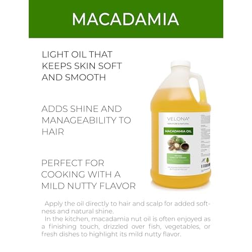 velona Macadamia Nut Oil 64 Fl Oz | 100% Pure and Natural Carrier Oil | Refined | Cooking, Skin, Hair, Body & Face Moisturizing | Use Today - Enjoy Results