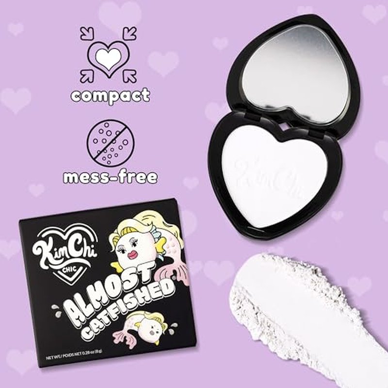 KimChiChic Beauty Almost Catfished Micro Pressed Powder - Brightening Under Eye Setting Powder, Reduces Dark Circles, No Flashback, That White Powder