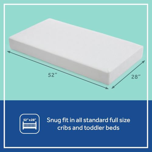 OmniPedic Refresh Baby Crib Mattress - 2-Stage Waterproof, Breathable, Non-Toxic, GREENGUARD Gold Certified, Made in USA, 52x28 inches