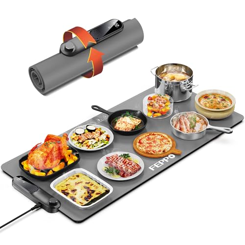 FEPPO Food Warming Mat 35x16 Inches - Gray/2XL Large Buffet Food Warmer