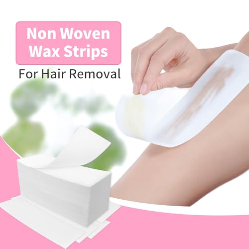 Beauty7 Non Woven Stripes 200 Wax Strips for Warm Wax Sugar Paste 2.7''x8'' Disposable Depilatory Paper Tear-resistant Hair Removal Tool Depilation for Leg Chest Back Under Arm for Women and Men