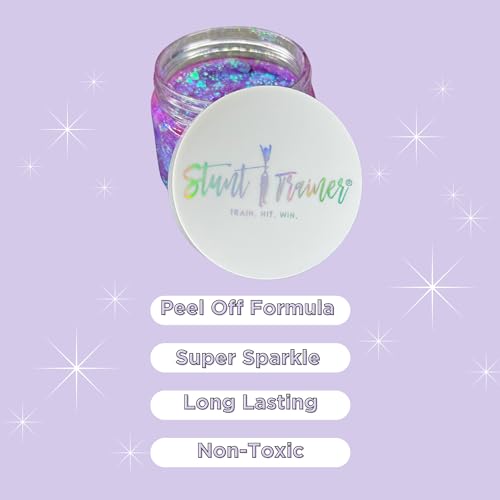 Stunt Trainer Cheer Glitter Face Body Makeup Peel Off Gel Chunky Holographic 15 Colors 1.6oz Vegan Cruelty Free Nontoxic Cheerleader Cheerleading Makeup