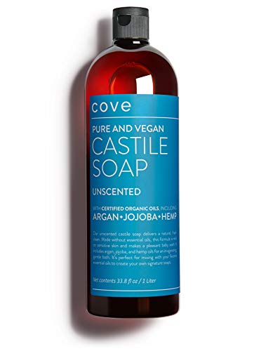 Cove Unscented Castile Soap 1L with Organic Argan, Jojoba & Hemp Oils - Pack of 1