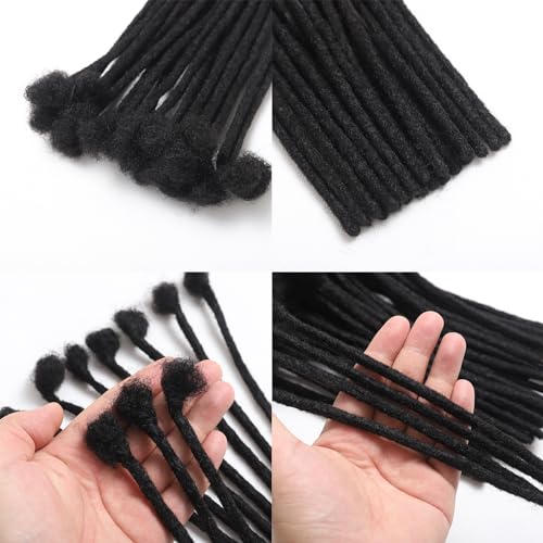 Human Hair Dreadlock Extensions 10 Inch 0.8cm Width Natural Black 10 Strands