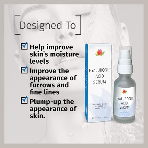 Reviva Labs Hyaluronic Acid Serum for Face and Neck - Moisturizing, Nourishing, and Hydrating Serum Acido Hialuronico - Face Serum for Women, 1 Fl Oz