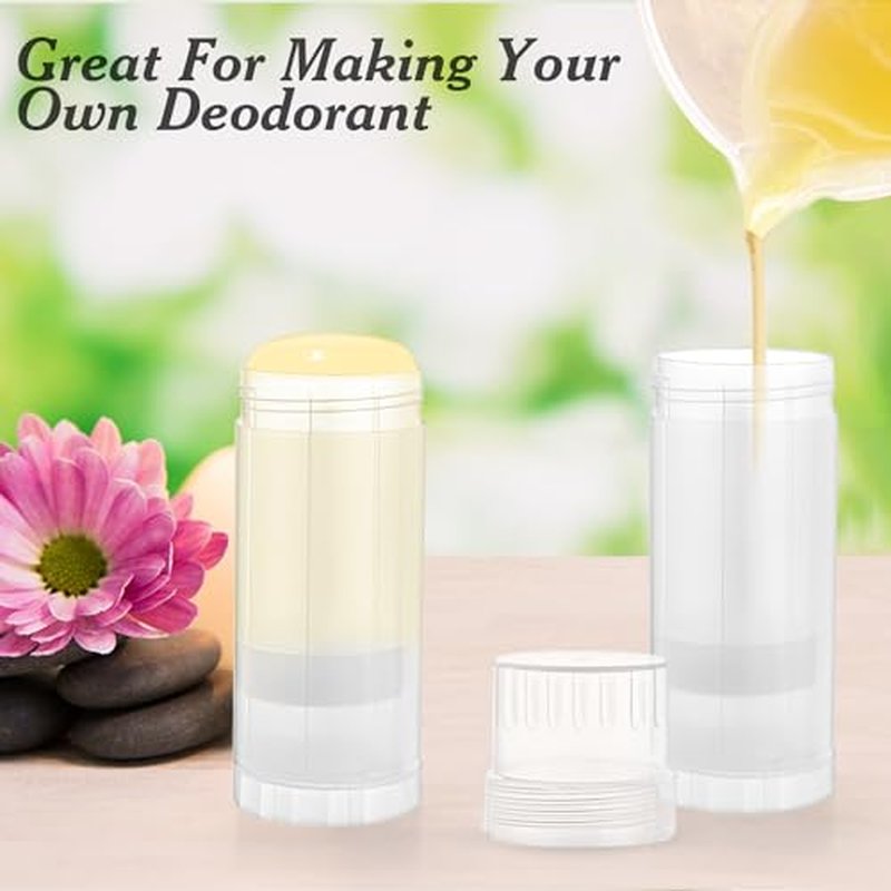 12 Pcs 60ml/2oz Empty Deodorant Containers Twist Up Plastic Deodorant Holder Tube for Lipstick Crayon Chapstick Sunscreen Bar - Translucent (Pack of 2)