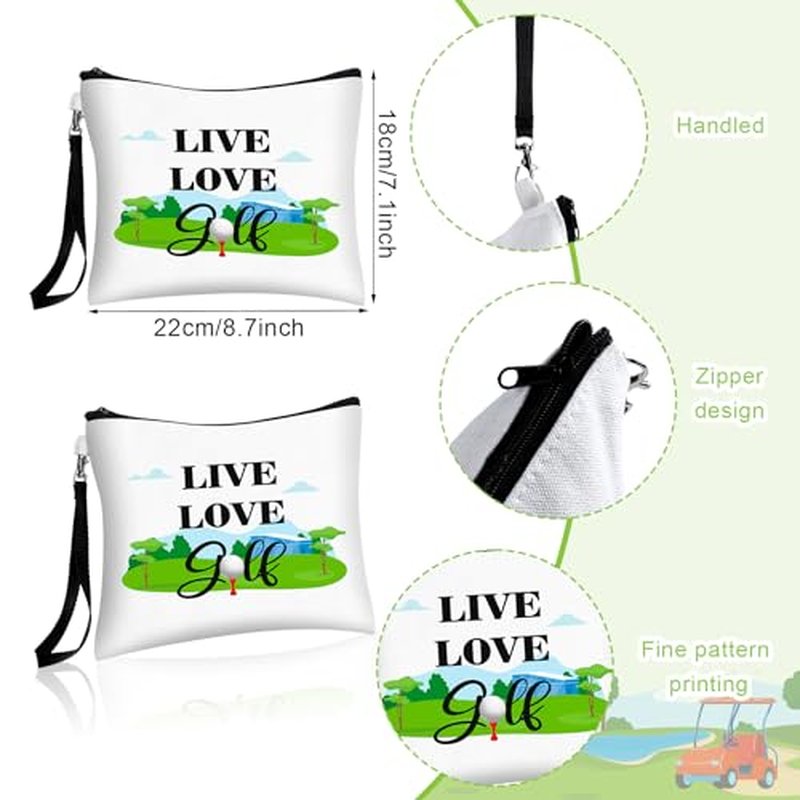 24 Pcs Golf Gift Bag Golf Cosmetic Bags Golf Accessories for Women Men Inspirational Golf Pouch Zipper Golf Toiletry Organizer Golf Wristlet Wallet for Golf Player Golf Lovers Gift,12 Style