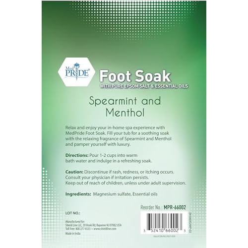 MED PRIDE Menthol Epsom Bath Salts for Pain Relief, Soothing Muscle Recovery & Relaxation with Essential Oils (Foot Soak 19.2 Ounce (Pack of 1))