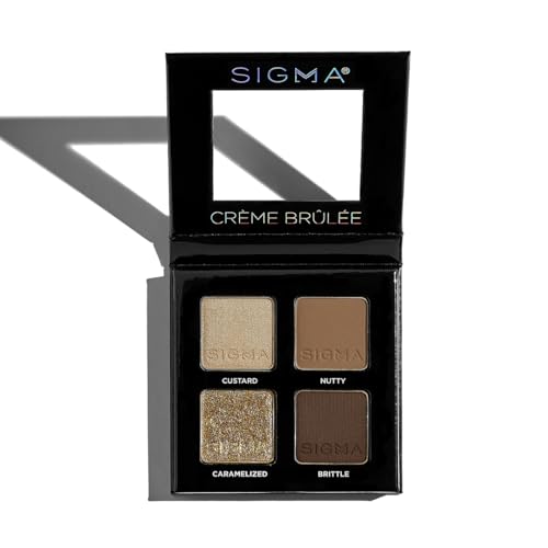 Sigma Beauty Crème Brûlée Eyeshadow Quad - 4 Neutral Shades, Travel Size