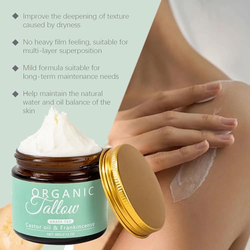 Grass-fed Beef Tallow with Frankincense Oil & Castor oil, Organic Tallow and Manuka Honey Face Moisturizer for Skin, Hydrating & Nourishing Balm for Sensitive Skin (1)