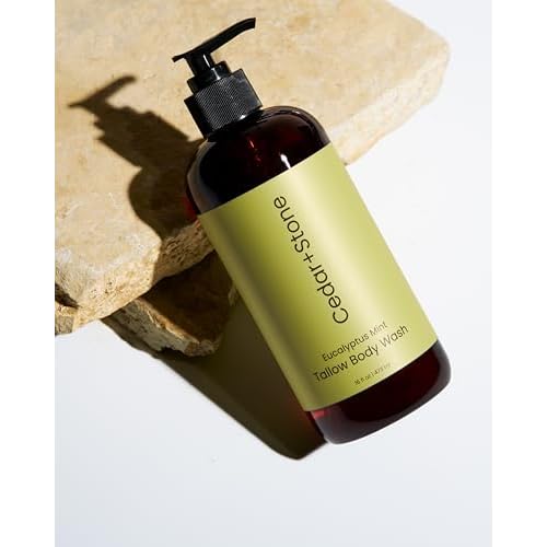 Cedar + Stone Clean Body Wash with Grass-Fed Tallow ? Sulfate-Free Natural Body Wash for Dry, Sensitive Skin ? Eucalyptus & Mint with USDA Organic Oils, 16oz