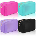 Hushee 4-Pack Nylon Makeup Bags for Women - Large, Black, Fuchsia, Mint, Grape