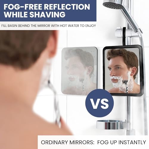 MirrorVana Real Glass Fogless Shower Mirror 8x7 in Black, Distortion-Free