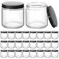 KEYWING 4 oz Clear Candle Jars with Lids, 24 PCS Glass Jars with Black Metal Lids, Round Candle Containers, Empty Jar for Candles Making, Powder, Liquid, Cream