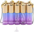 10 Pack 5mL Glass Roller Bottles Blue Purple Gradient with Keychain Rollerball Applicator for Essential Oils Perfume DIY Crafts Samples Eye Care Leak Proof Portable Refillable Empty