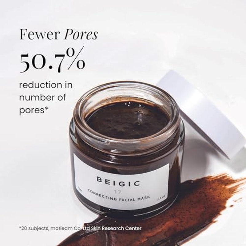 BEIGIC Correcting Facial Mask - Vegan Pore Tightening Face Mask with Coffee Bean Powders, Sucrose & Coconut Oil for smooth, even-toned & moisturized skin (2.36 Fl. Oz)
