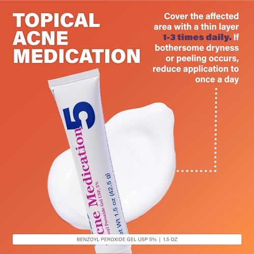 Acne Medication Gel 5% Benzoyl Peroxide - Vanishing Formula, Greaseless - 1.5 Oz Pack of 6