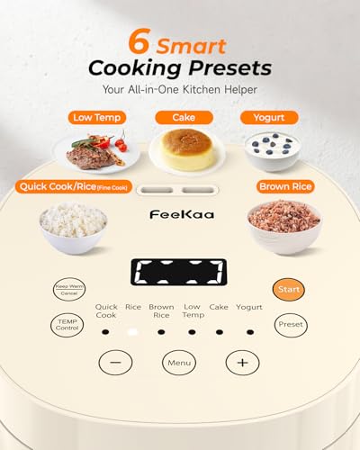 Mini Rice Cooker 3 Cup Uncooked with Ceramic Coated Pot - Ivory