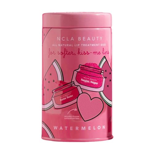 Watermelon Lip Treatment Set - Natural Lip Scrub & Hydrating Balm, 3 Pieces