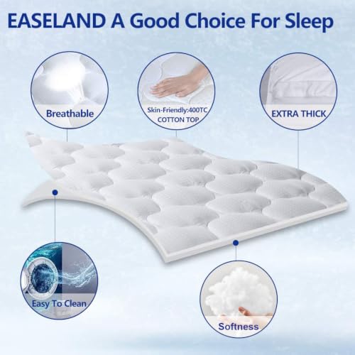 Queen Size Mattress Topper Pillow Top Mattress Cover Quilted Fitted Protector 8-21" Deep Pocket White