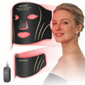 Red Light Face & Neck Mask - Anti-Aging Skin Firming, 7 Color Modes, Portable Rechargeable - Black
