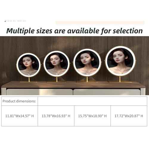 Vanity Mirror Makeup Mirror with Stand,15.8" Round Vanity Mirror, LED Lights, Smart Touch 360¡ÆRotation, Dimmable White (Black)