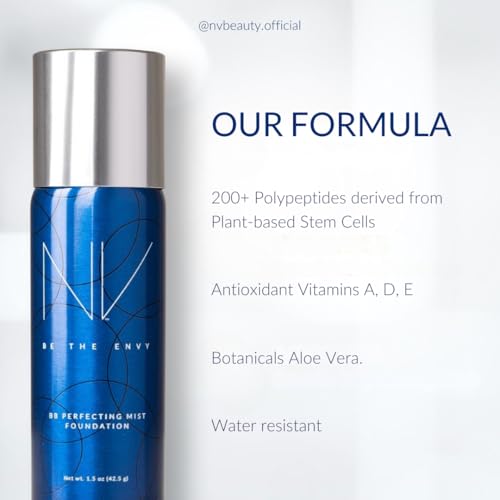 Be the Envy NV Perfecting Mist Foundation | Cool Sand | Hypoallergenic, Buildable Coverage, Airbrush Finish | Nourishes with Plant Stem Cells, Vitamins A, D, E & Aloe Vera | 1.5 oz