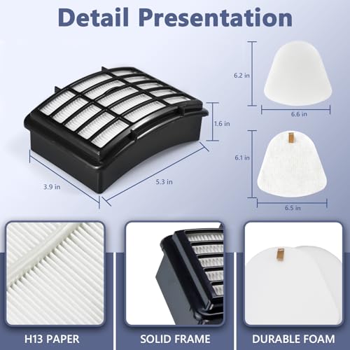 Vacuum Filter Replacement Set for Shark Navigator Lift-Away NV350 NV351 NV352 NV354 NV355 NV356 NV357 NV358 NV360 NV361 NV370 NV380 NV391 UV440 UV490 UV500 UV540 UV541 UV550 CU500 CU510 ZU503AMZ
