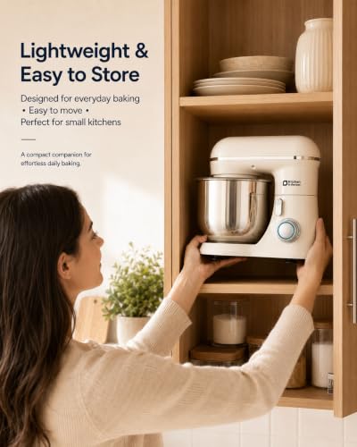 Kitchen in the Box 3.5 Qt Stand Mixer - Cream White Compact Electric Kitchen Mixer for Baking