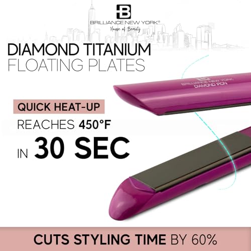 Purple Brilliance New York 1-Inch Titanium Flat Iron & Curling Iron, Anti-Static, LCD Display