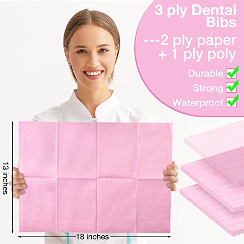 Disposable Nail Table Towels Mat Pink 250 Pcs Waterproof Patient Bibs