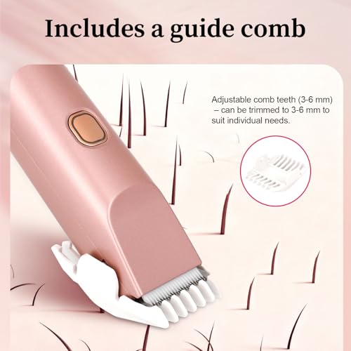 Bikini Trimmer for Women - Painless Electric Shaver, Travel Cordless Shaving Kit, 2-in-1 Shaver, IPX7 Waterproof, Easy to Clean, Compact and Portable, USB Rechargeable, PINK