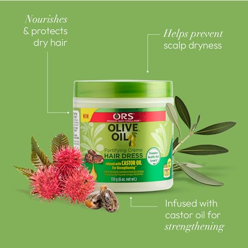 ORS Olive Oil Fortifying Creme Hairdress infused with Castor Oil for Strengthening - Multi-Use Styling Cream Infused with Collagen & Avocado Oil for Strength & Length - Bundle