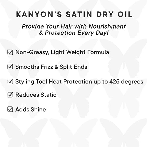 Satin Dry Hair Oil with UV Protection & Nourishing Oils - Non-Greasy, Damage Repair, All Hair Types - 3.3 Oz