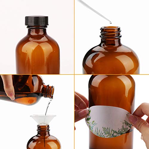 Brown 8oz Amber Glass Bottles with Lids - Reusable UV-Protective Storage (20 Pack)