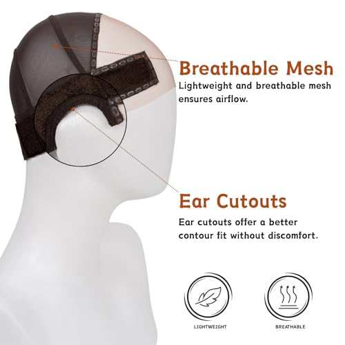 Brown Wig Grip Cap for Glueless Wigs 11x5 Wide Lace Ear Cutouts Isshin Beauty