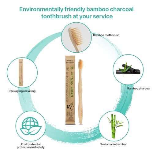 Newday Natural Bamboo Toothbrush Bulk Pack - Eco Friendly Soft Bristles for Adults, Individually Wrapped, Travel & Hotel Use