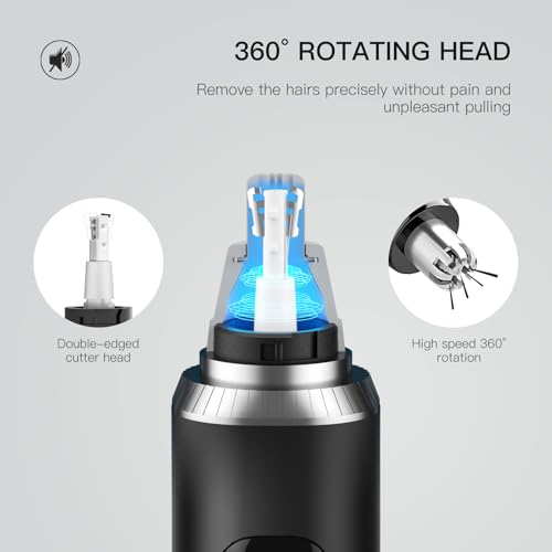 LED Display Ear and Nose Hair Trimmer Clipper for Men Women,2025 Rechargeable 2 in 1 Professional Painless Eyebrow & Facial Hair Trimmer with Powerful Motor and Dual-Edge Blades Easy Cleansing