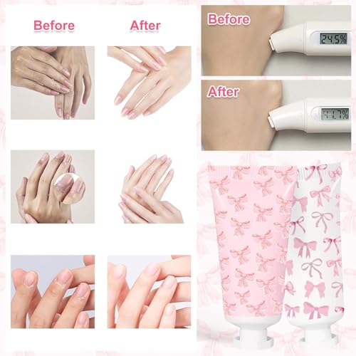 50 Pcs Pink Bow Hand Cream Gifts Bow Hand Cream Bulk Bachelorette Figure Hydrating and Soothing Hand Lotion for Bachelorette Wedding Birthday Baby Shower Valentine's Day Mother's Day Party